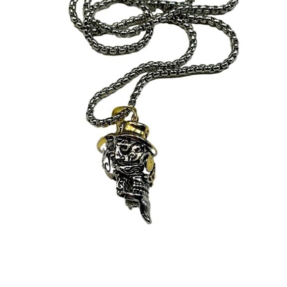 Day of the Dead Sugar Skull Skeleton Gambler Top Hat Necklace / Pendant #867 - Picture 9 of 15